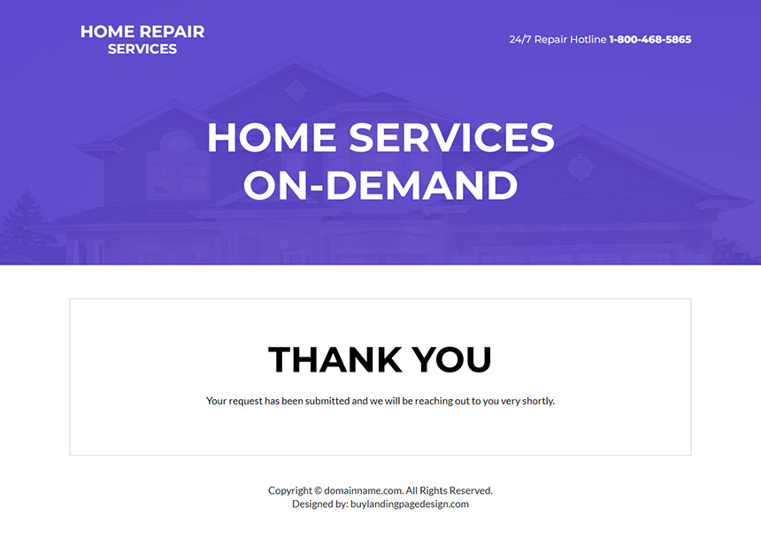 home repair service lead capture responsive landing page