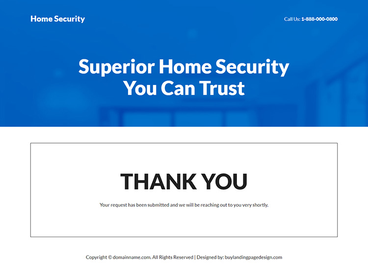 home security system lead capture responsive landing page