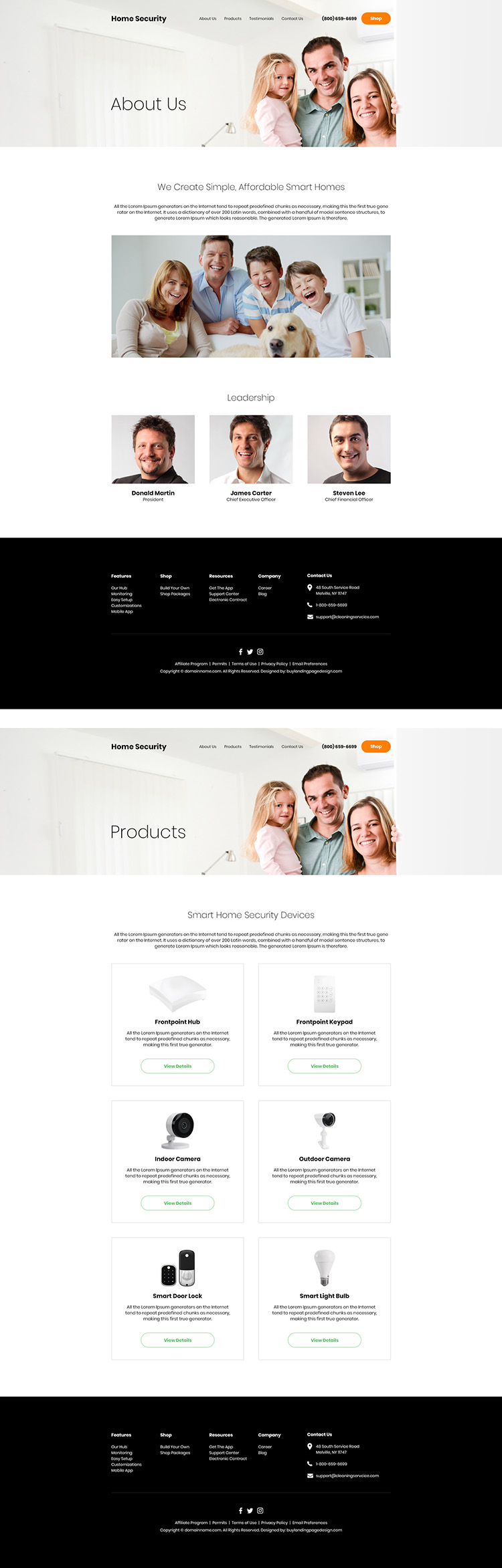 home security products responsive website design