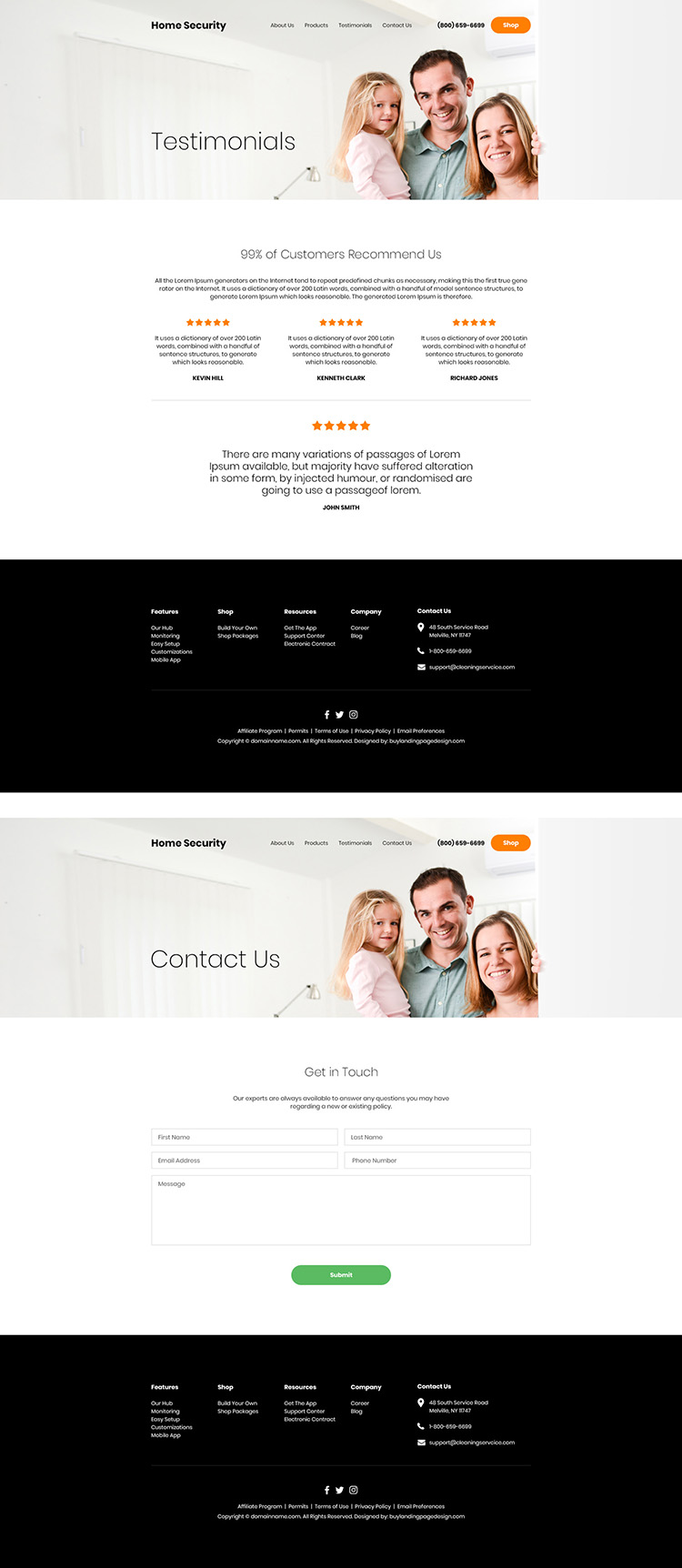 home security products responsive website design
