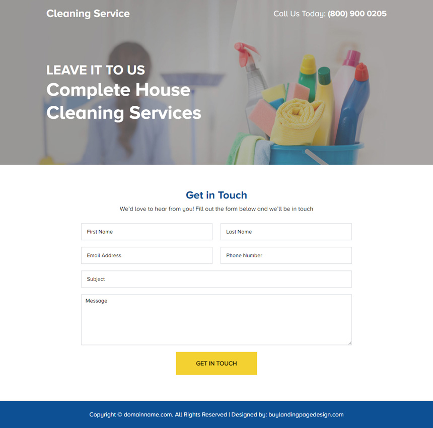 house cleaning service lead capture responsive landing page