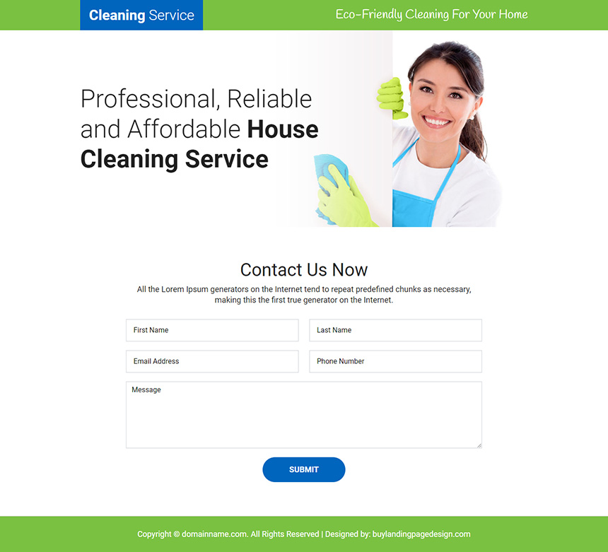 affordable house cleaning service lead capture landing page