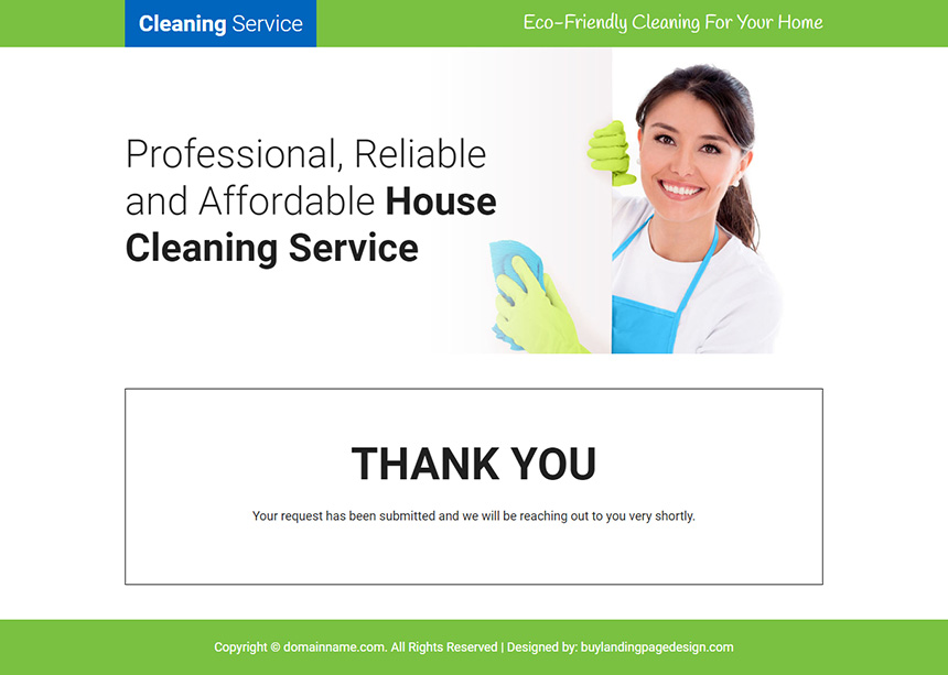 affordable house cleaning service lead capture landing page