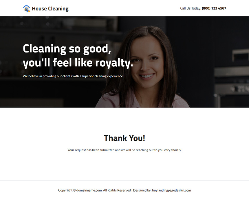 professional house cleaning service provider landing page