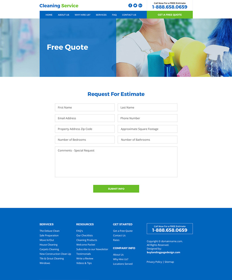house cleaning service responsive website design