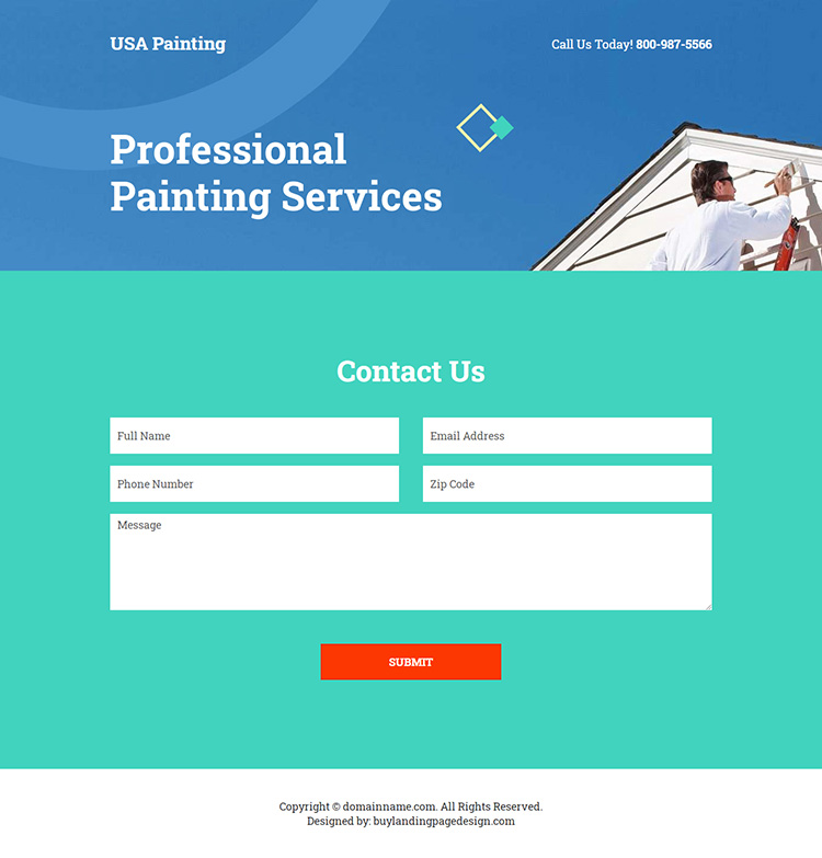 professional house painting contractors landing page design