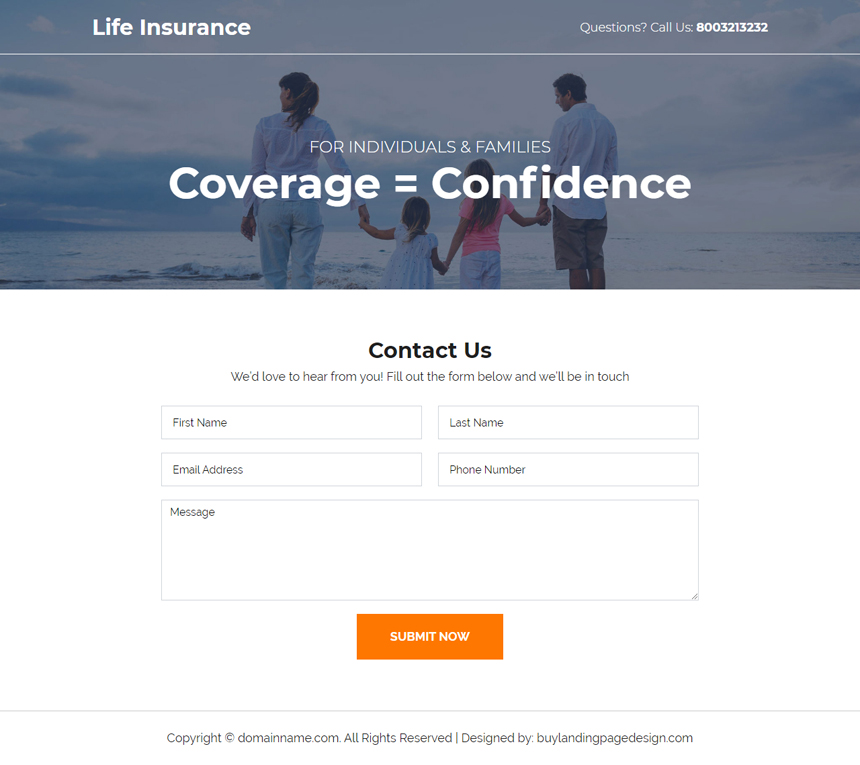 affordable life insurance plan responsive landing page