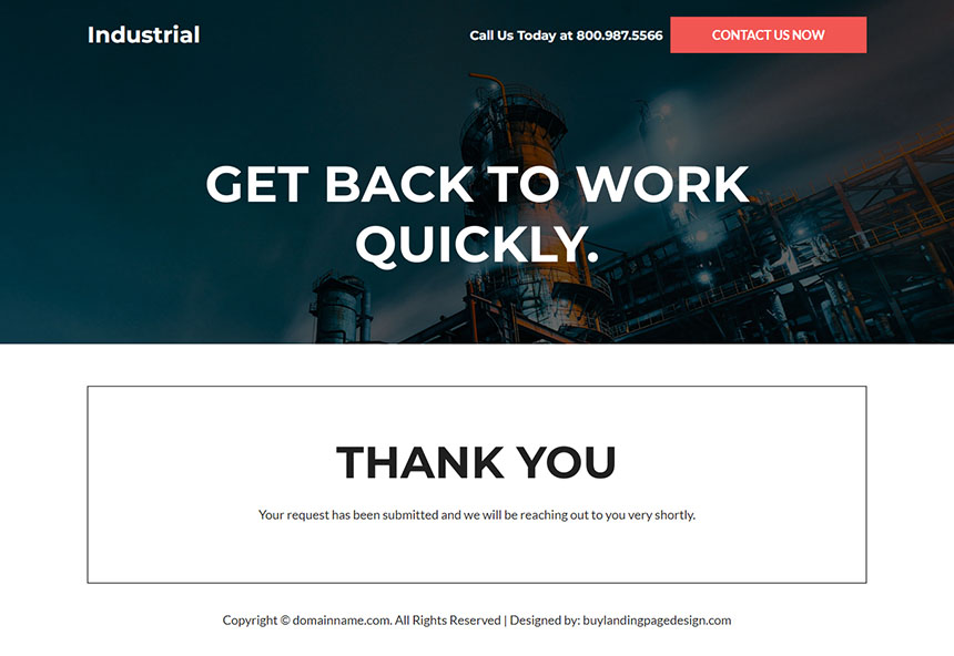 industrial maintenance service responsive landing page