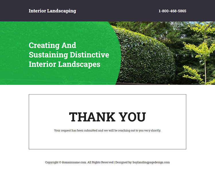 interior landscaping lead generating landing page