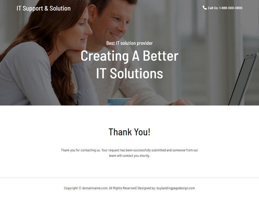 IT solution provider lead capture landing page