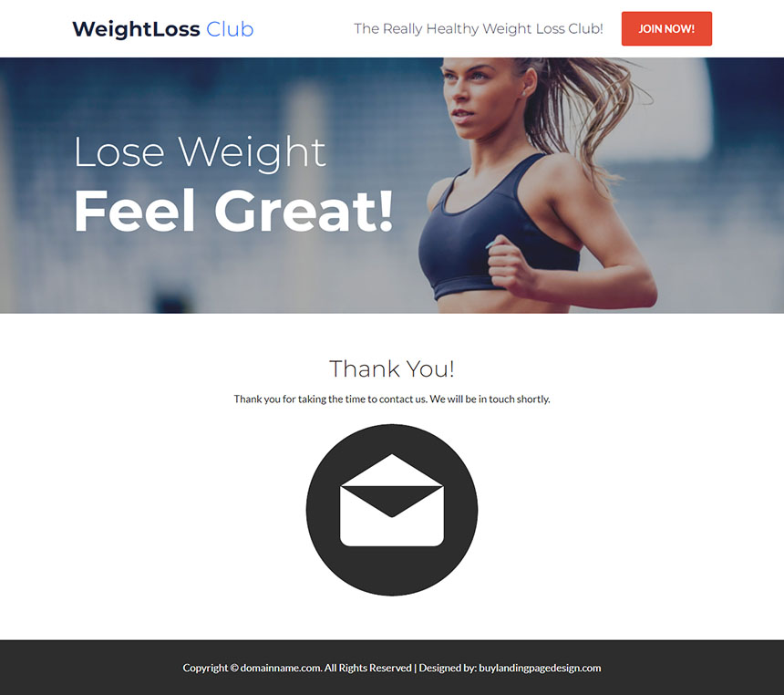 weight loss club responsive landing page design