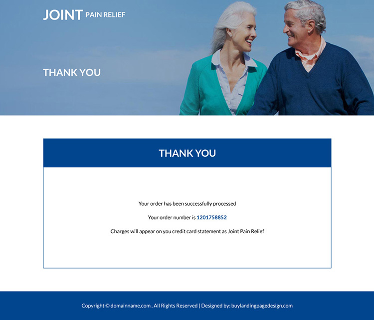 joint pain relief product selling responsive landing page