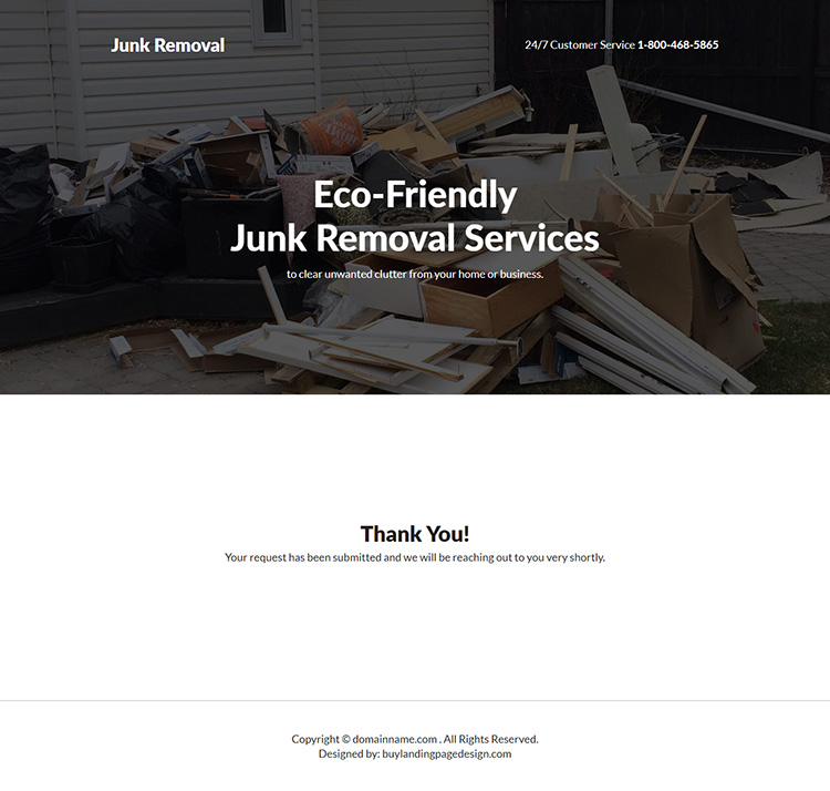 junk removal service responsive landing page design