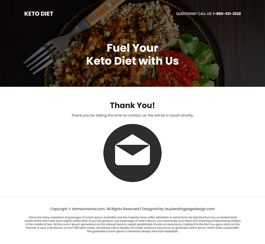 keto diet responsive landing page design