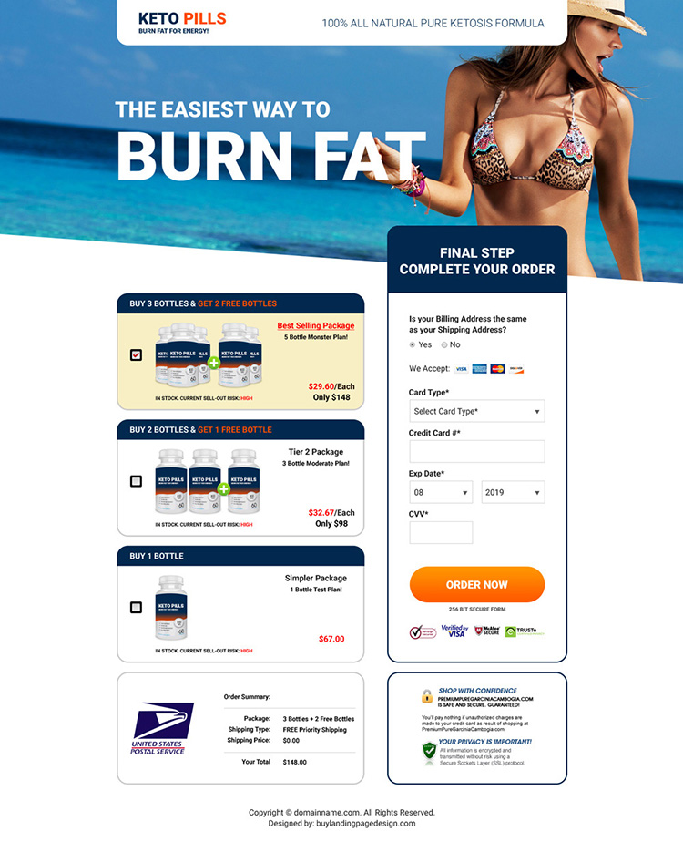 keto pills selling responsive landing page design