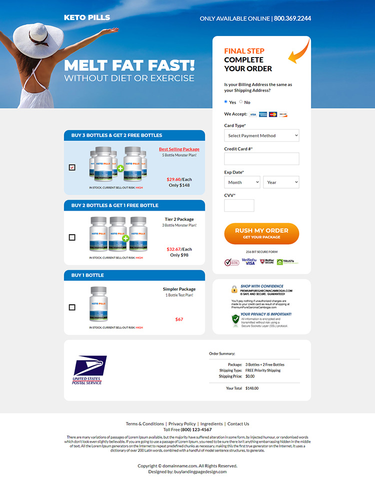 keto pills weight loss responsive landing page design