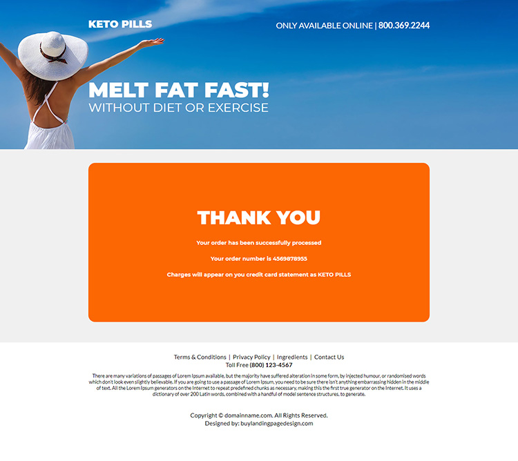 keto pills weight loss responsive landing page design