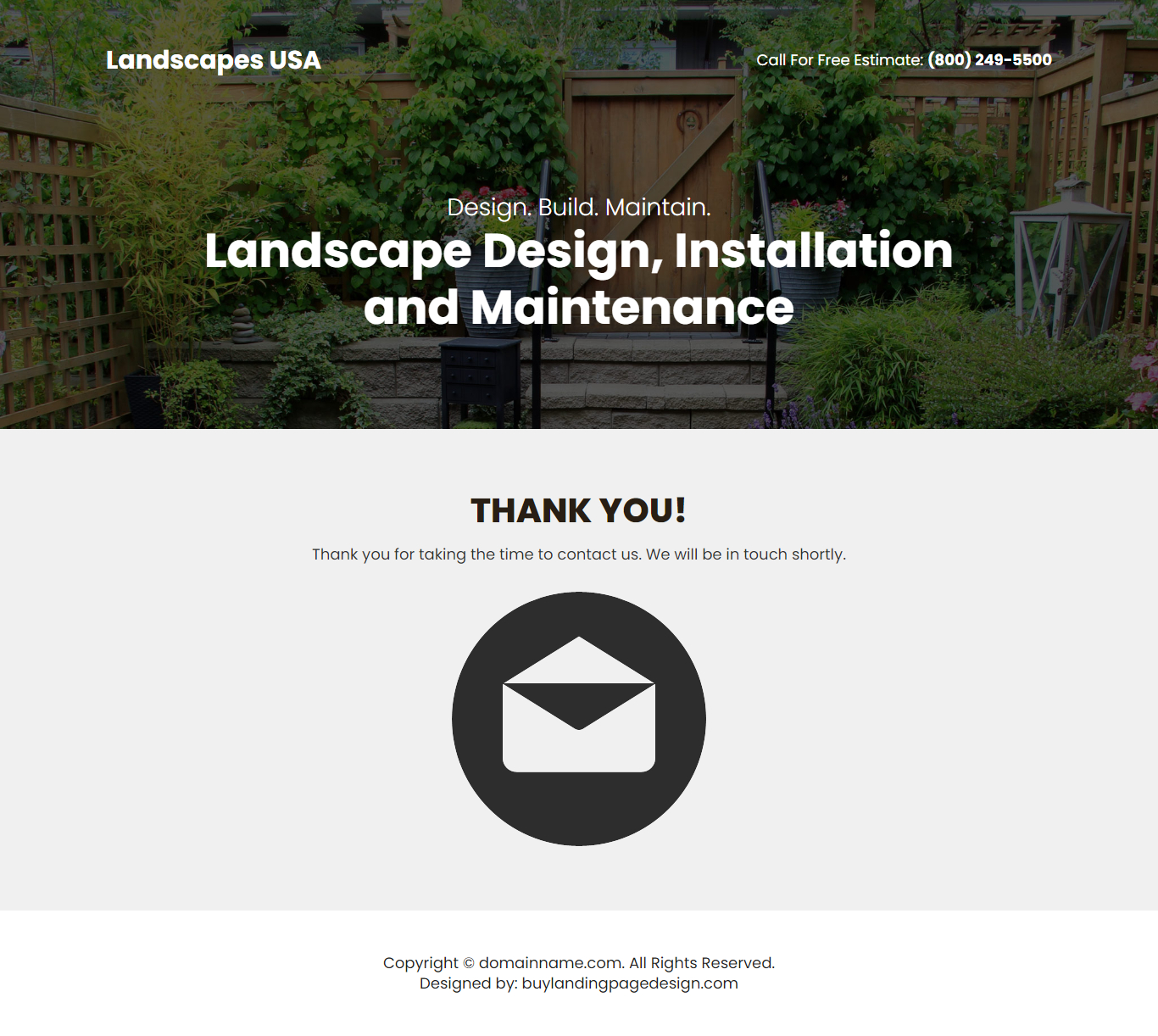 landscape design and installation service responsive landing page