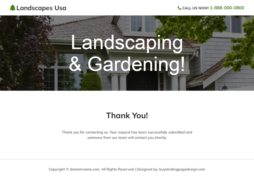 landscaping and gardening lead capture responsive landing page