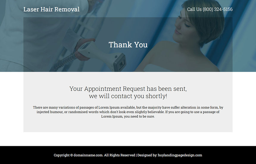 laser hair removal online appointment landing page