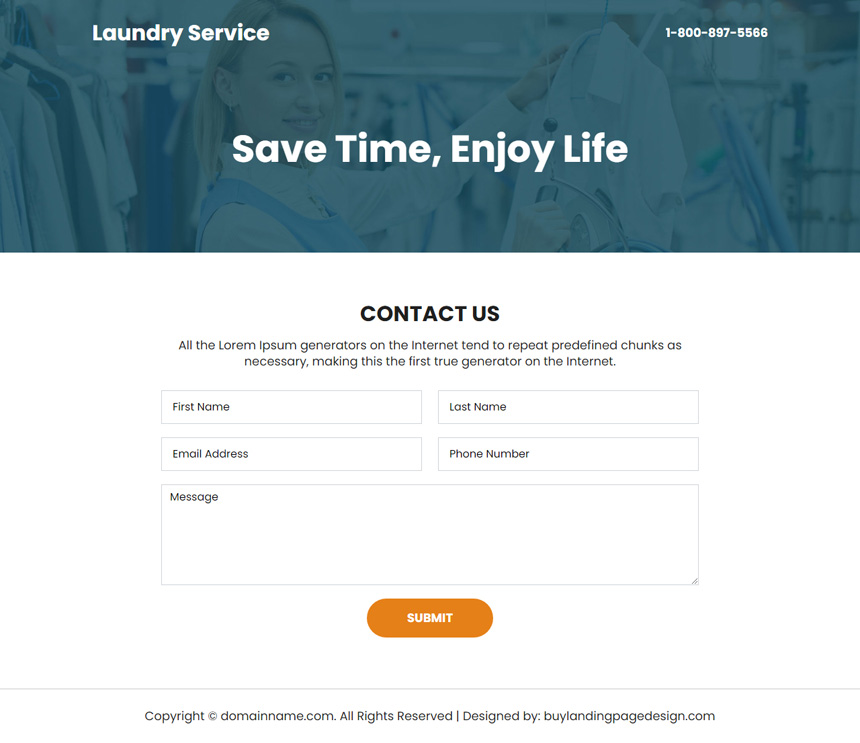 laundry service lead capture landing page design