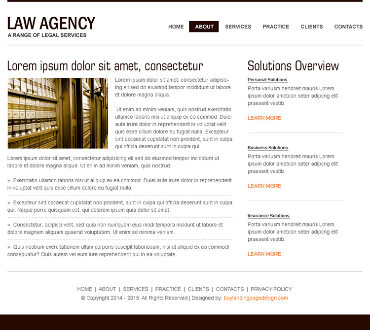 clean and minimal looking law agency high converting html website template