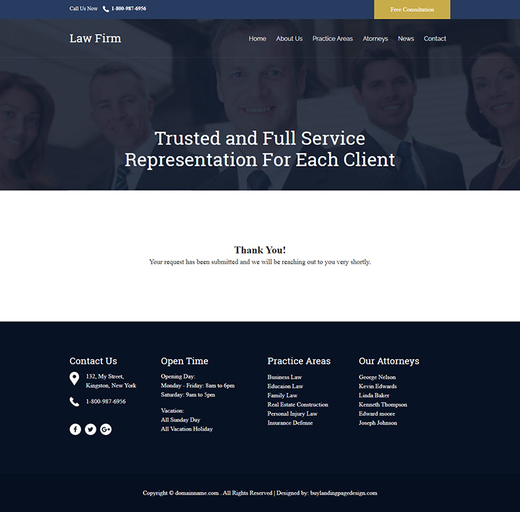 professional law firm free consultation responsive website design