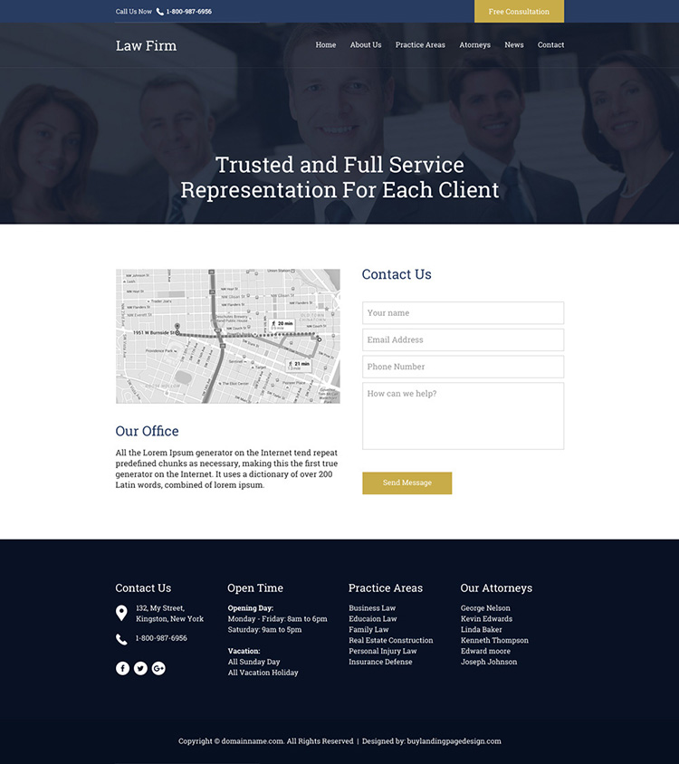 professional law firm free consultation responsive website design