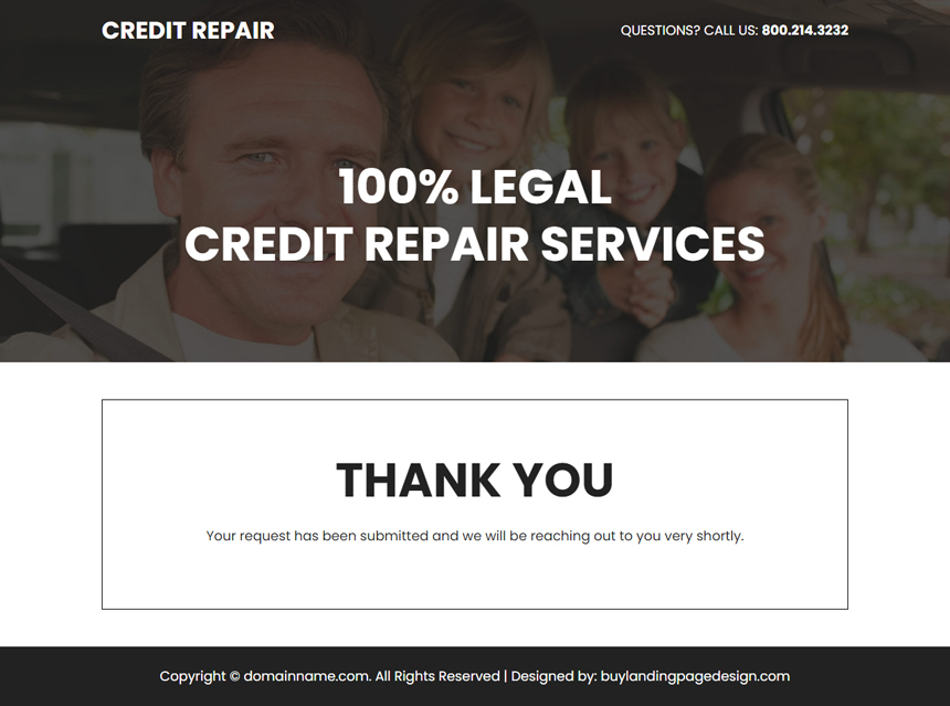 credit repair solutions lead capture landing page
