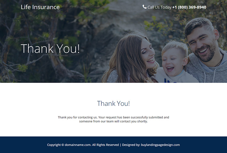 life insurance company lead capture responsive landing page