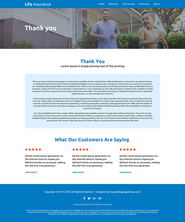 responsive life insurance company free quote lead capturing website design