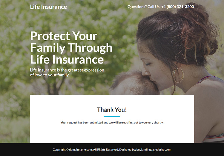 minimal life insurance responsive landing page design