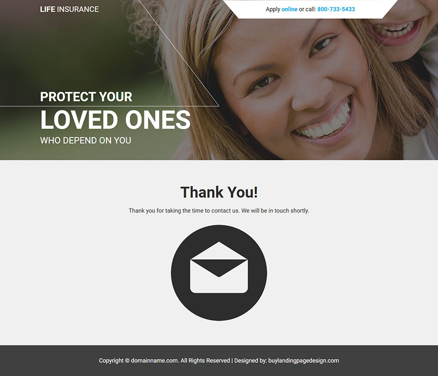 life insurance service responsive landing page