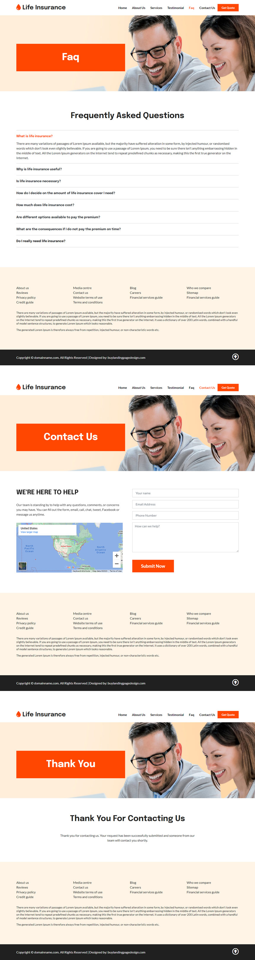 professional life insurance responsive website template