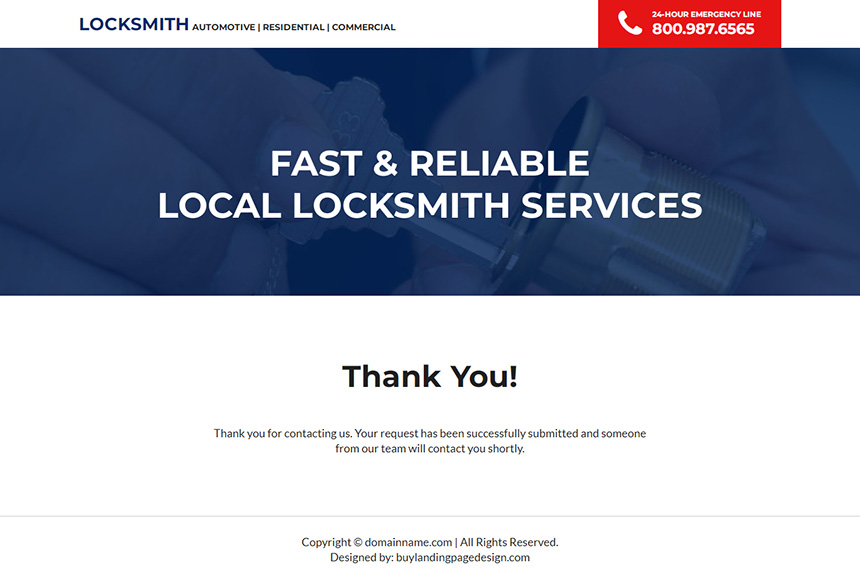 reliable locksmith service responsive landing page