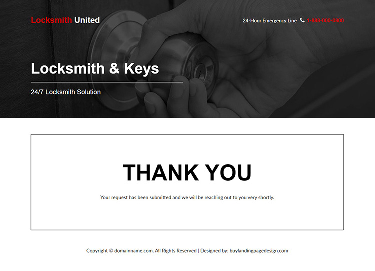 emergency locksmith and key services responsive landing page design