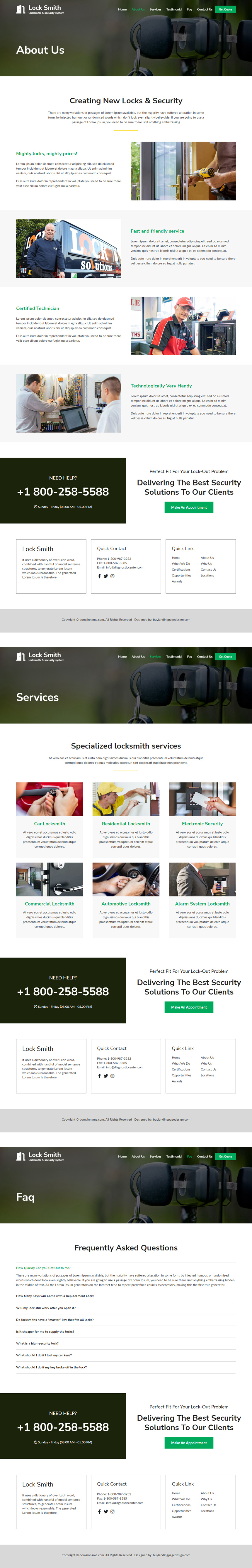 locksmith security system responsive website design