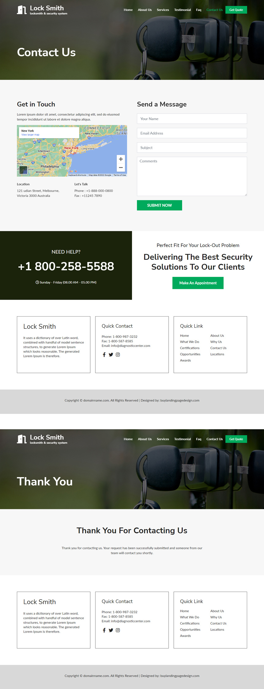 locksmith security system responsive website design