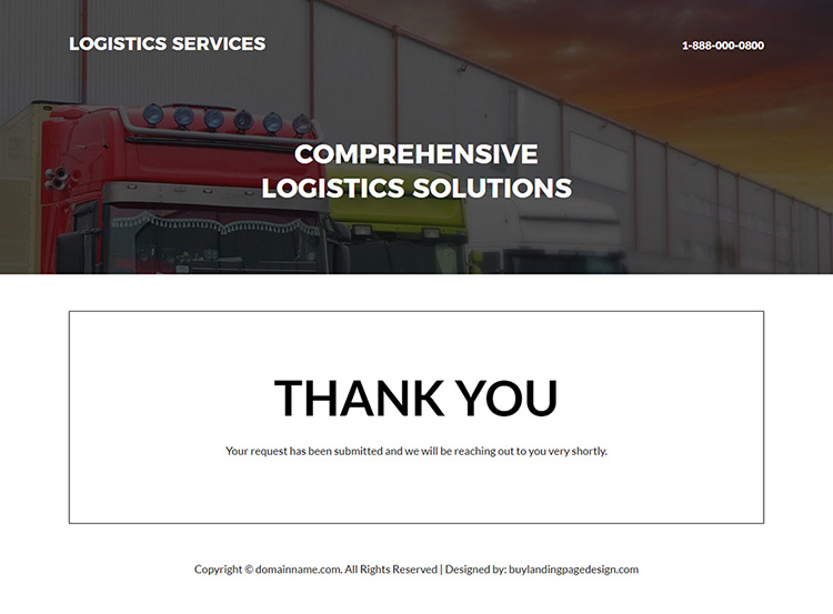 logistics solutions lead capture responsive landing page