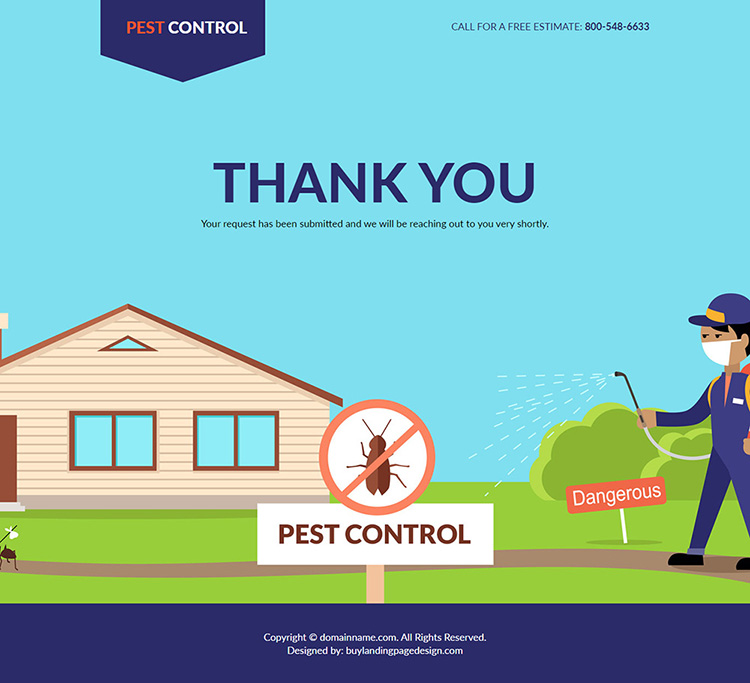 low cost pest control service responsive landing page design
