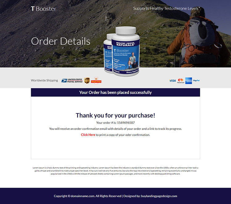 affordable testosterone booster product responsive landing page