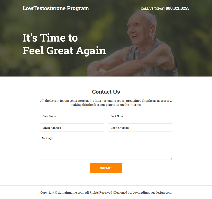 low testosterone program responsive landing page