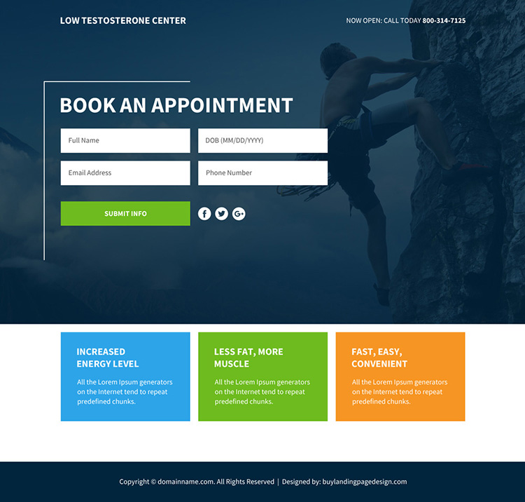 low testosterone therapy lead funnel responsive landing page