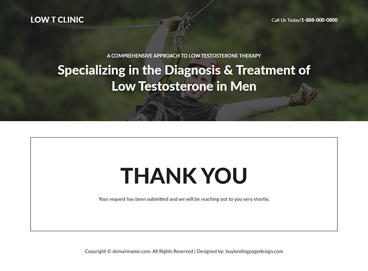 low testosterone diagnosis and treatment landing page design