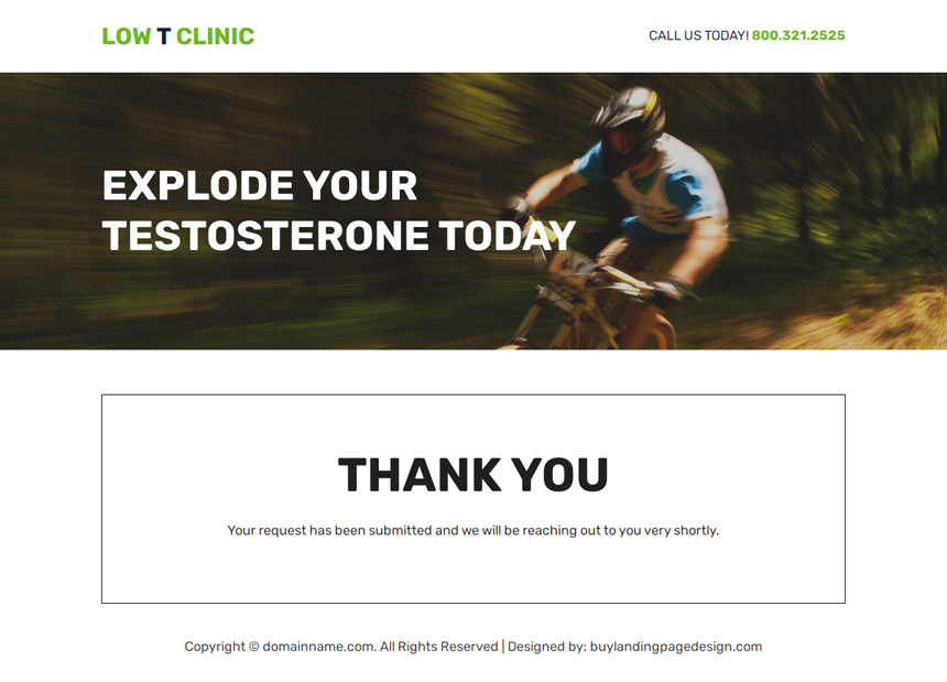 low testosterone treatment lead capture landing page