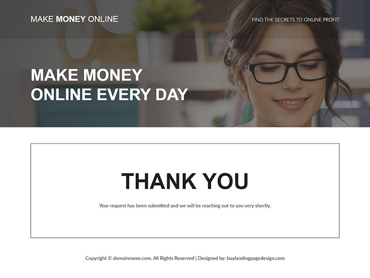 make money online responsive landing page design