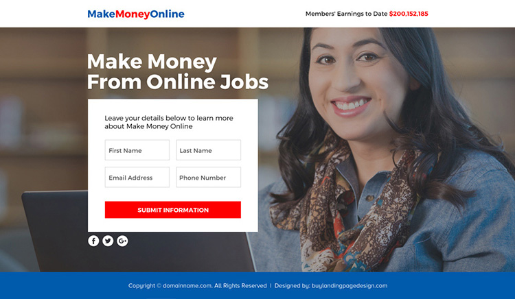 make money from online jobs funnel page design