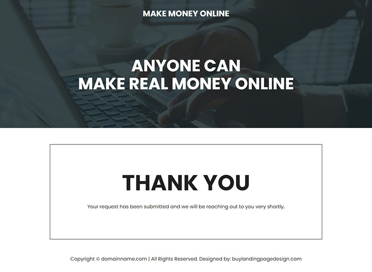 make real money online responsive landing page design