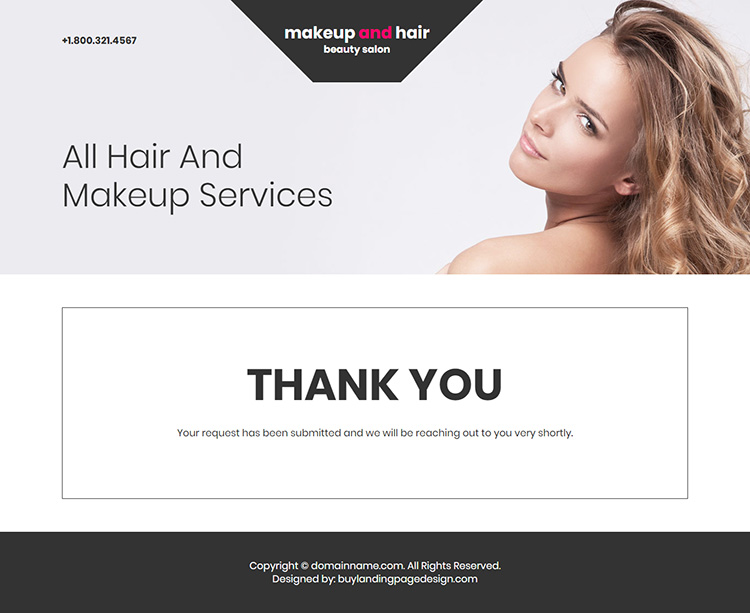 makeup and hair styling service responsive landing page