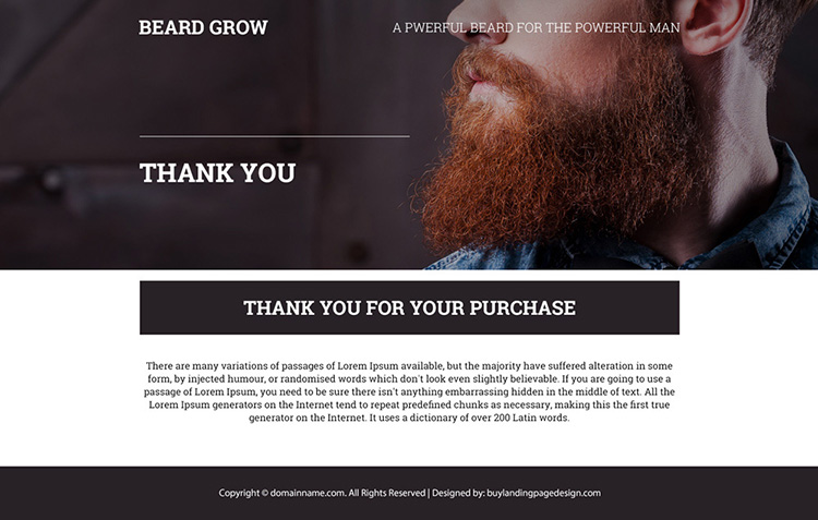 male beard growth product selling responsive landing page